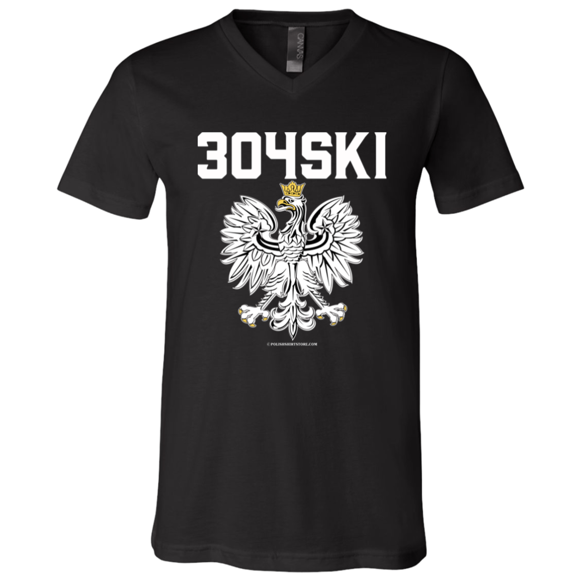304SKI Apparel CustomCat 3005 Unisex Jersey SS V-Neck T-Shirt Black X-Small