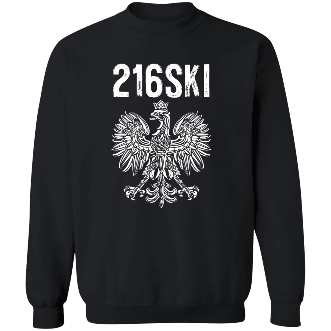 216SKI Cleveland Ohio Polish Pride Apparel CustomCat G180 Crewneck Pullover Sweatshirt Black S