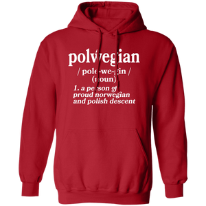 Polwegian - Norwegian and Polish Descent - G185 Pullover Hoodie / Red / S - Polish Shirt Store