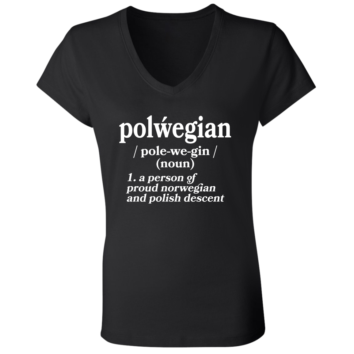 Polwegian - Norwegian and Polish Descent Apparel CustomCat B6005 Ladies' Jersey V-Neck T-Shirt Black S