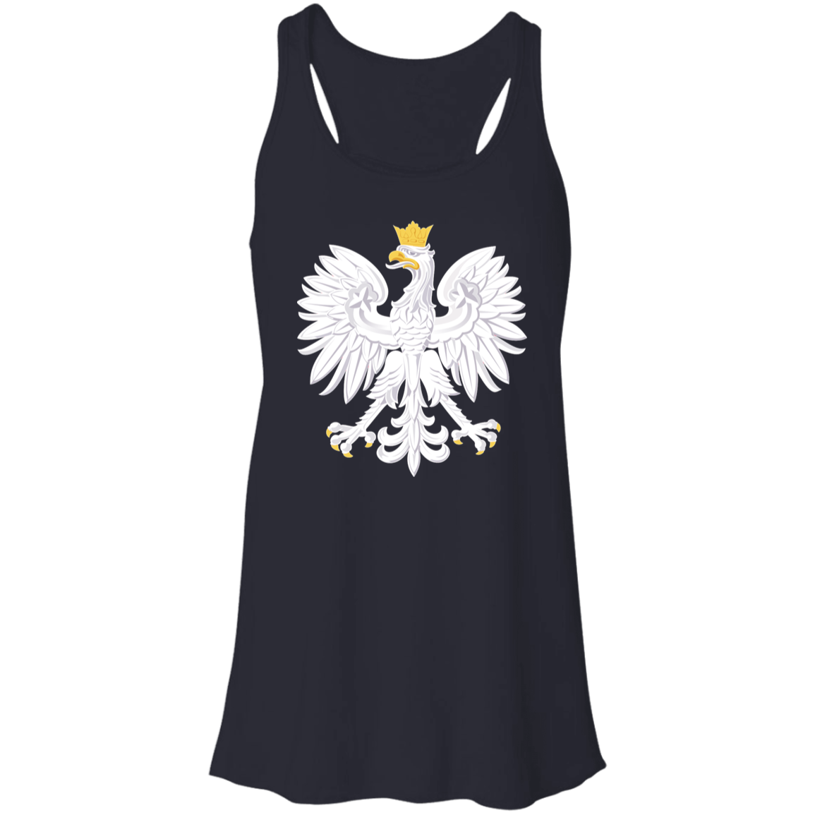 Polish Eagle Ladies Flowy Racerback Tank T-Shirts CustomCat Midnight X-Small 