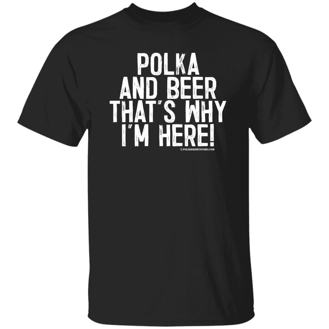 Polka and Beer That's Why I'm Here Apparel CustomCat G500 5.3 oz. T-Shirt Black S