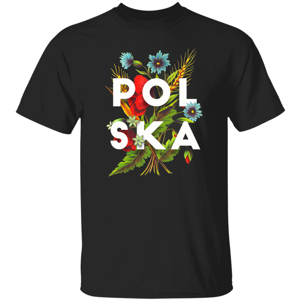 Polska Flowers Apparel CustomCat G500 5.3 oz. T-Shirt Black S