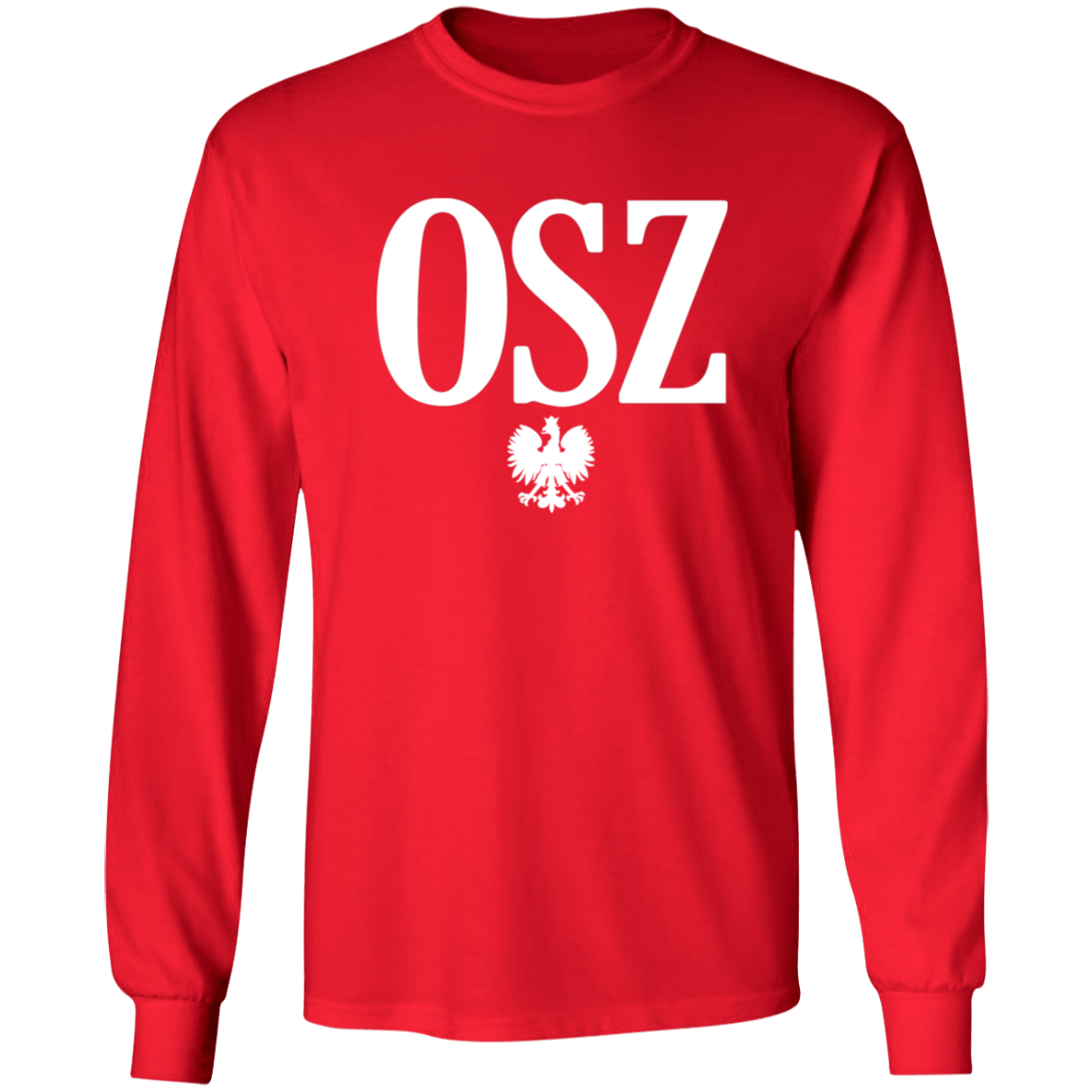 OSZ Polish Surname Ending Apparel CustomCat G240 LS Ultra Cotton T-Shirt Red S