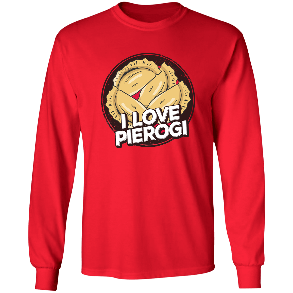 I Love Pierogi Apparel CustomCat G240 LS Ultra Cotton T-Shirt Red S