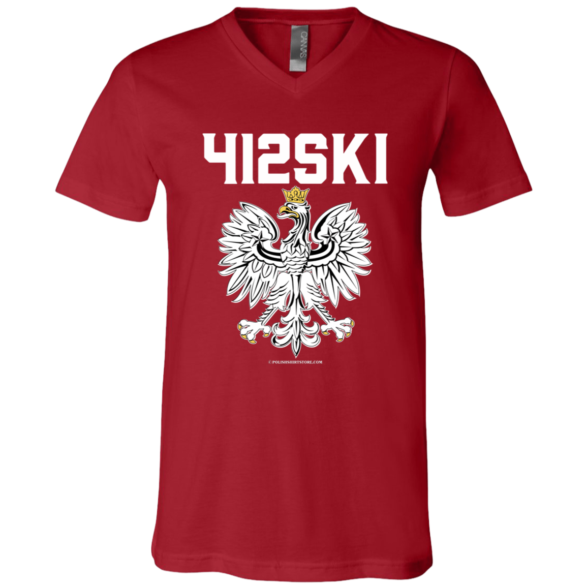 412SKI Apparel CustomCat 3005 Unisex Jersey SS V-Neck T-Shirt Canvas Red X-Small