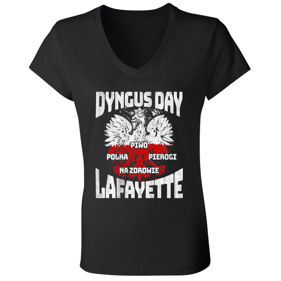 Dyngus Day Lafayette Apparel CustomCat B6005 Ladies' Jersey V-Neck T-Shirt Black S