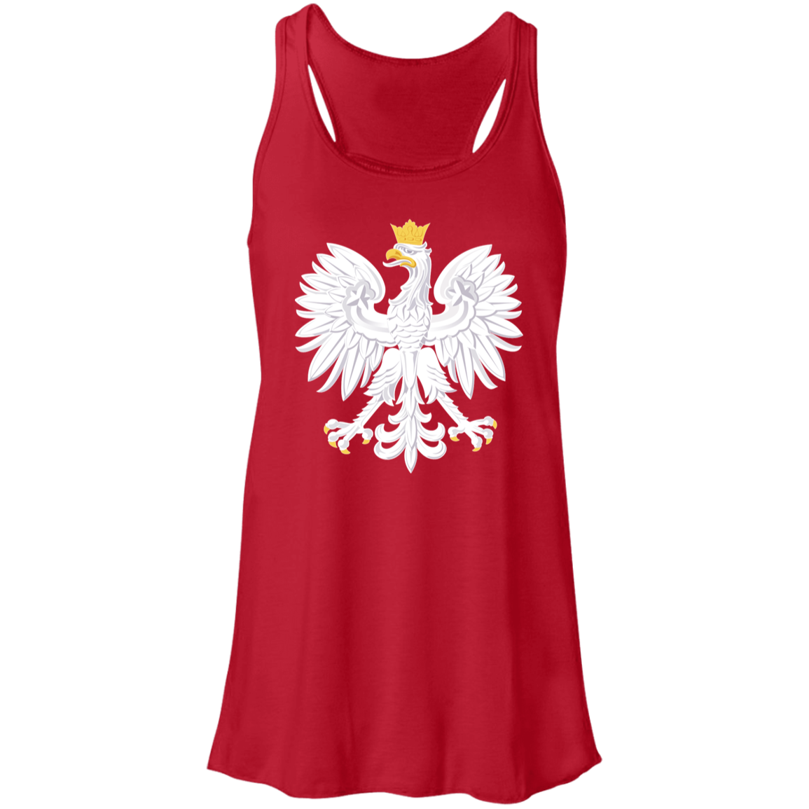 Polish Eagle Ladies Flowy Racerback Tank T-Shirts CustomCat Red X-Small 