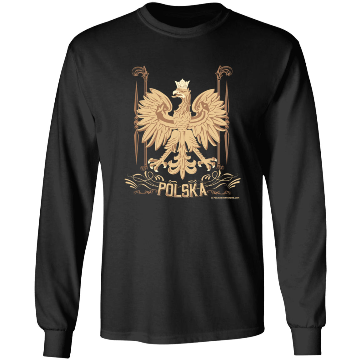 Polska Gold Polish Eagle Apparel CustomCat G540 LS T-Shirt Black S