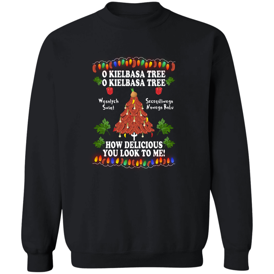O Kielbasa Tree Apparel CustomCat G180 Crewneck Pullover Sweatshirt Black S