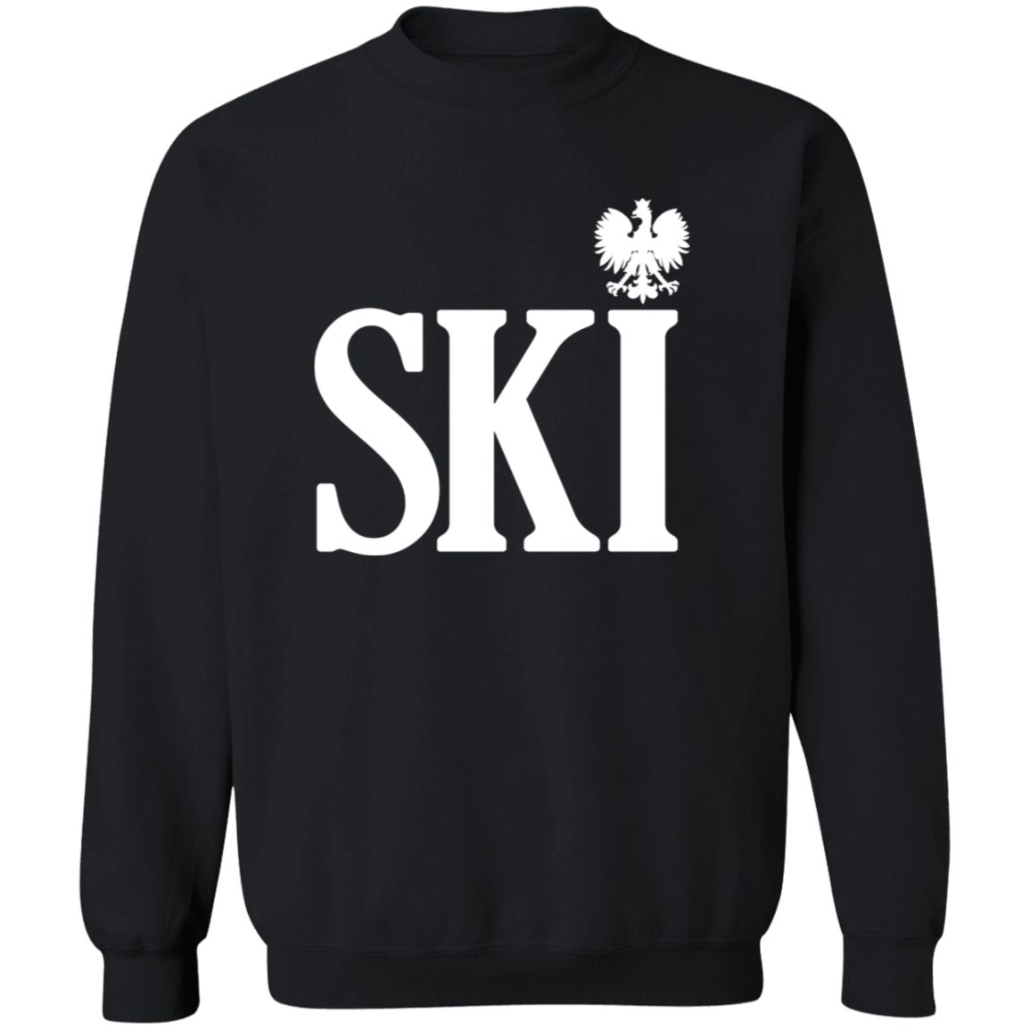 SKI Polish Surname Ending Apparel CustomCat G180 Crewneck Pullover Sweatshirt Black S