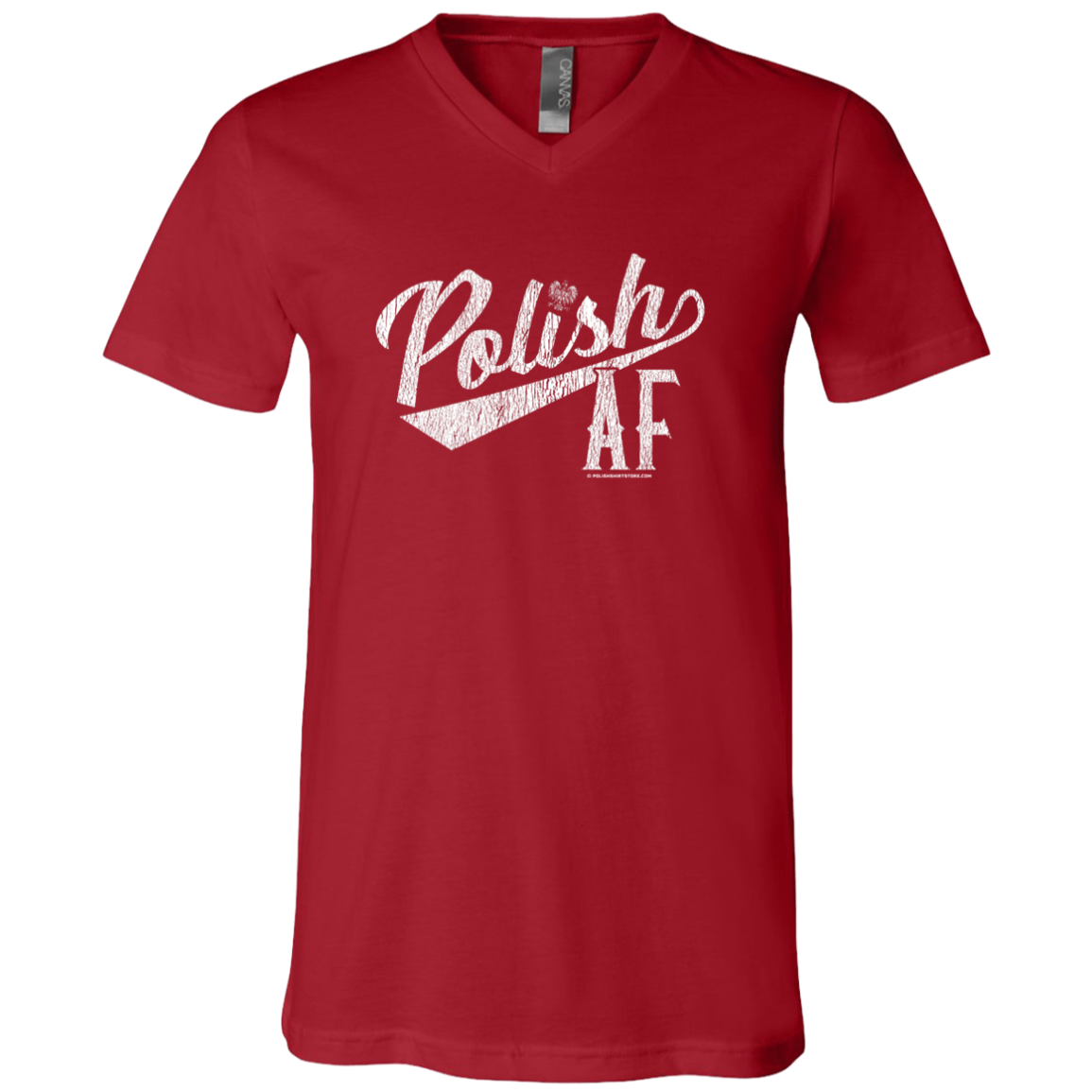 Polish AF Apparel CustomCat 3005 Unisex Jersey SS V-Neck T-Shirt Canvas Red X-Small