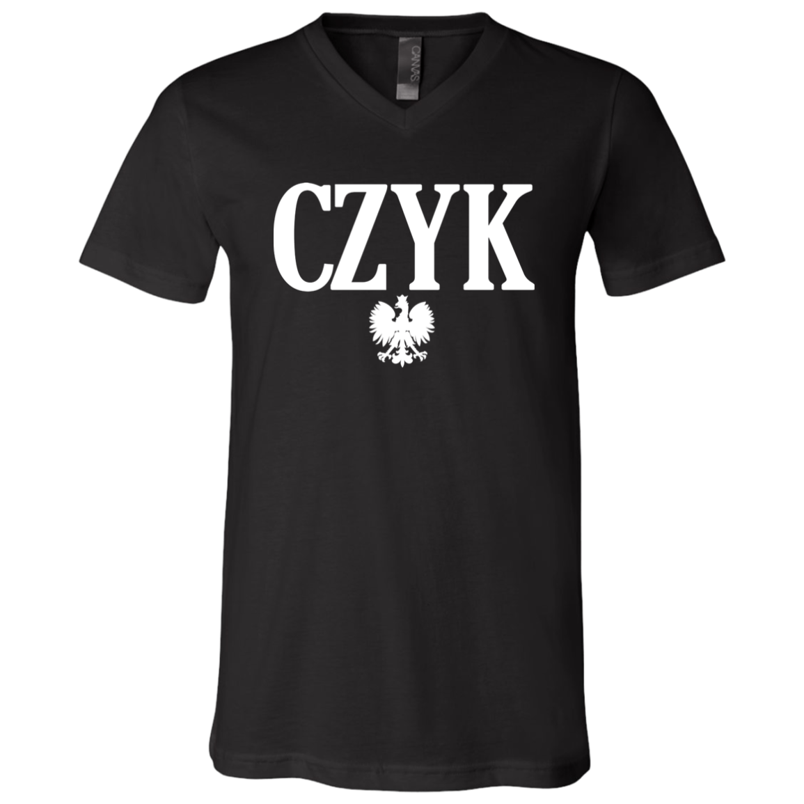 CZYK Polish Surname Ending Apparel CustomCat 3005 Unisex Jersey SS V-Neck T-Shirt Black X-Small