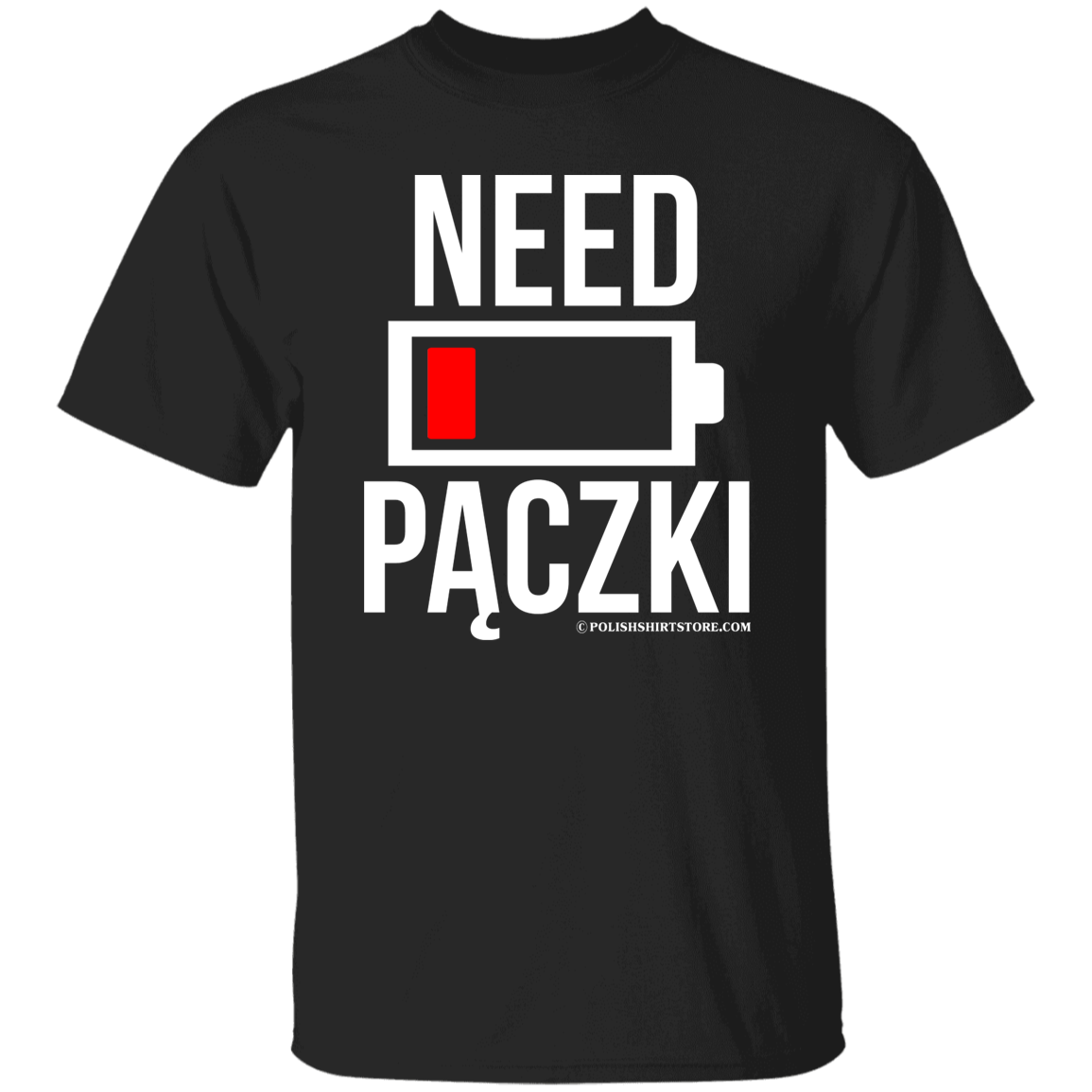 Need Paczki Battery Low Apparel CustomCat G500 5.3 oz. T-Shirt Black S