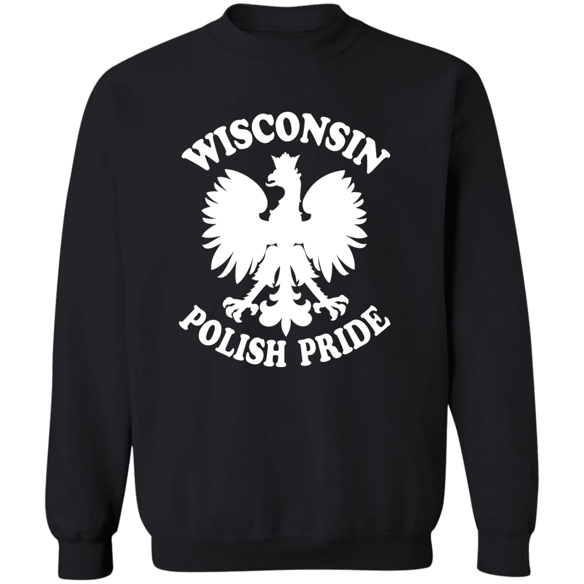 Wisconsin Polish Pride Apparel CustomCat G180 Crewneck Pullover Sweatshirt Black S