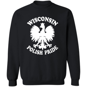 Wisconsin Polish Pride - G180 Crewneck Pullover Sweatshirt / Black / S - Polish Shirt Store