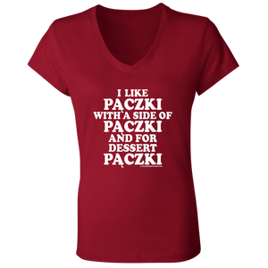 Paczki With A Side Of Paczki - B6005 Ladies' Jersey V-Neck T-Shirt / Red / S - Polish Shirt Store
