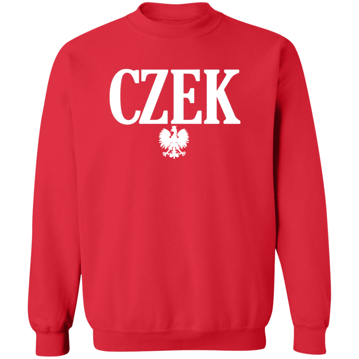 CZEK Polish Surname Ending Apparel CustomCat G180 Crewneck Pullover Sweatshirt Red S