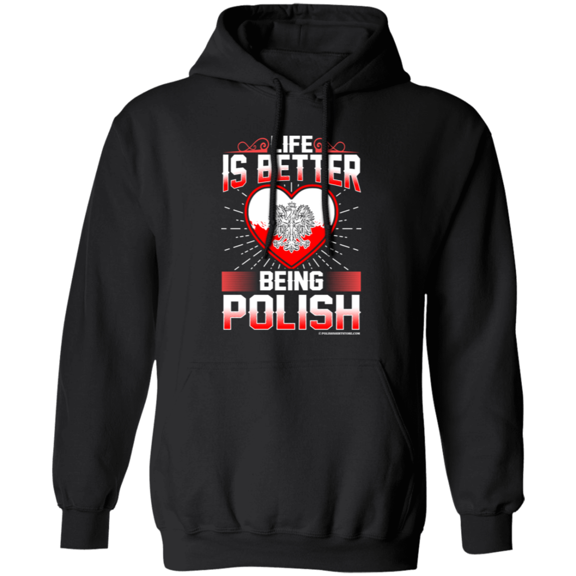 Life Is Better Being Polish Apparel CustomCat G185 Pullover Hoodie Black S