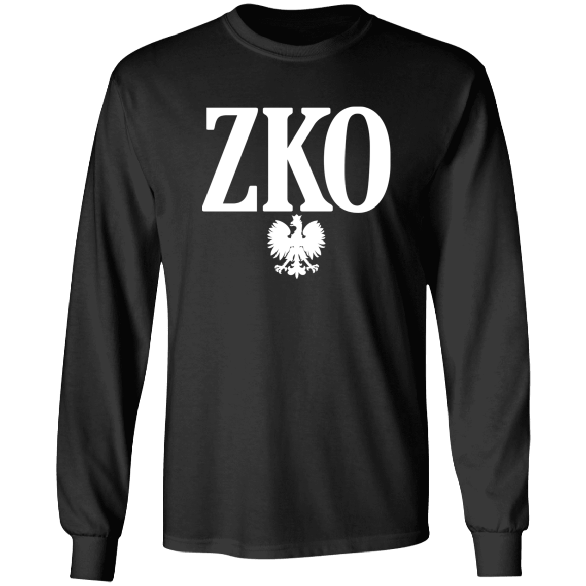 ZKO Polish Surname Ending Apparel CustomCat G540 LS T-Shirt Black S