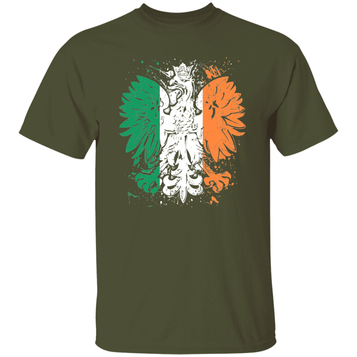 Polish Irish Heritage T-Shirts CustomCat Military Green S 