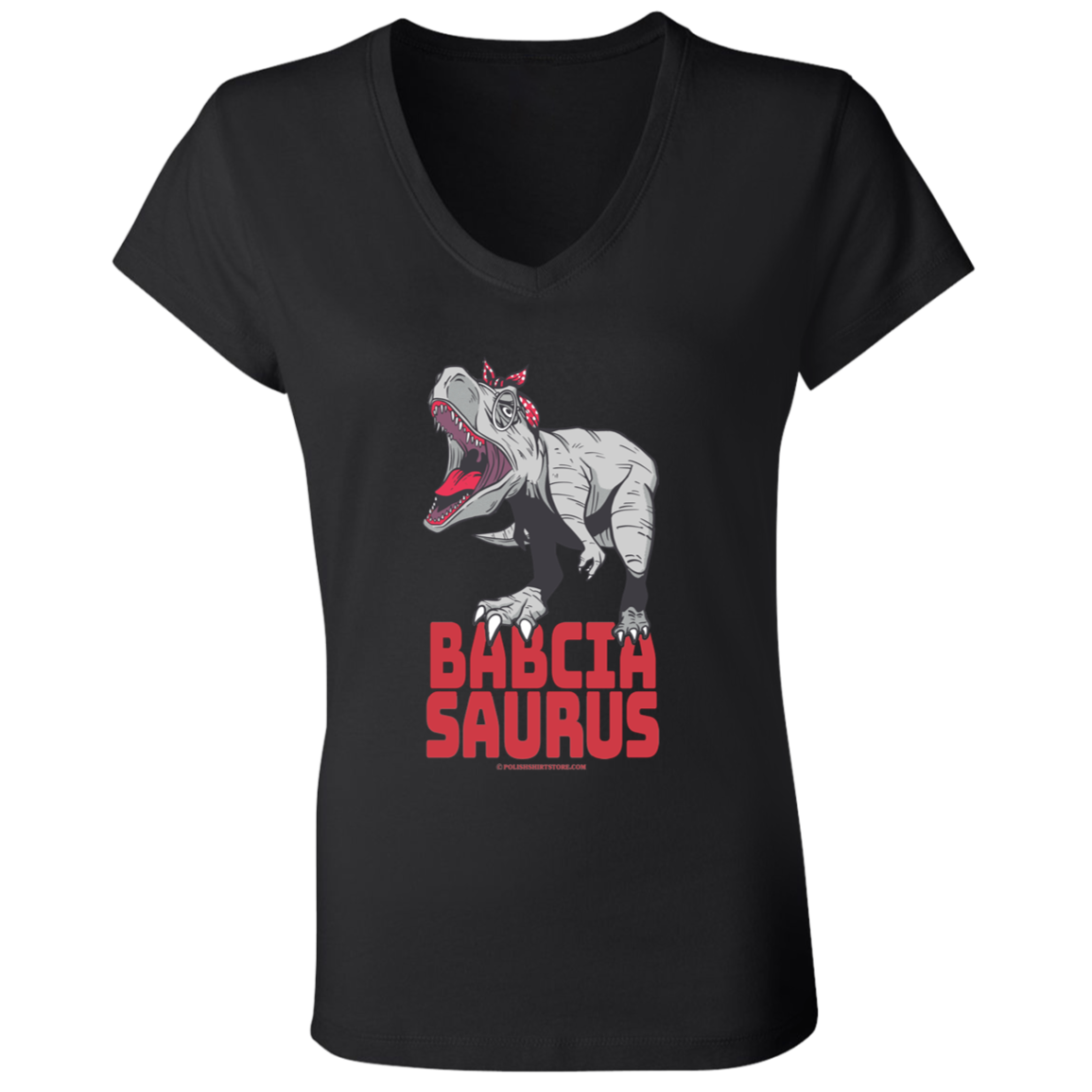 Babciasaurus Apparel CustomCat B6005 Ladies' Jersey V-Neck T-Shirt Black S