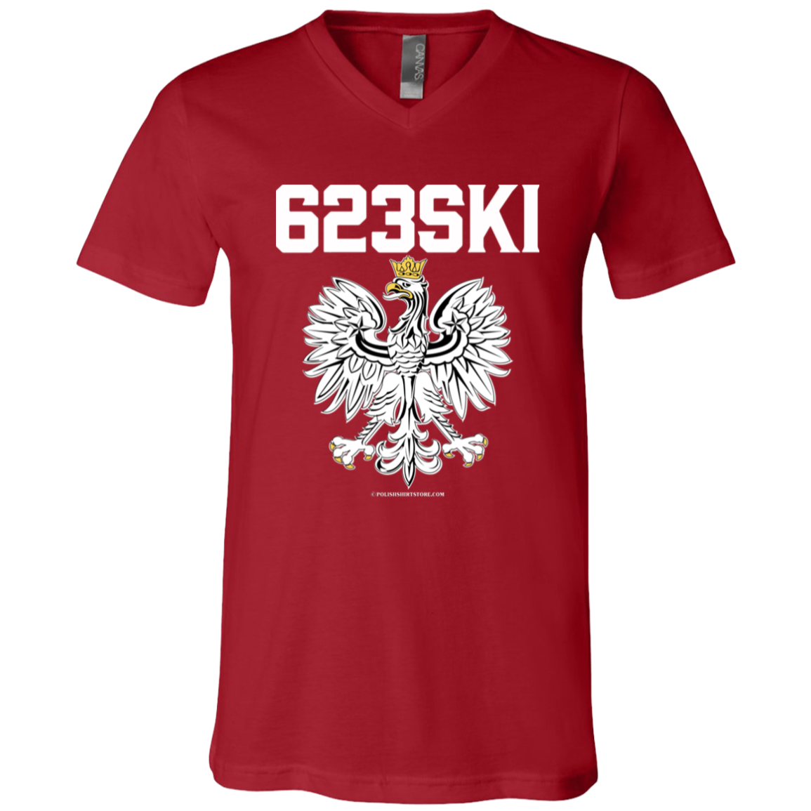 623SKI Apparel CustomCat 3005 Unisex Jersey SS V-Neck T-Shirt Canvas Red X-Small