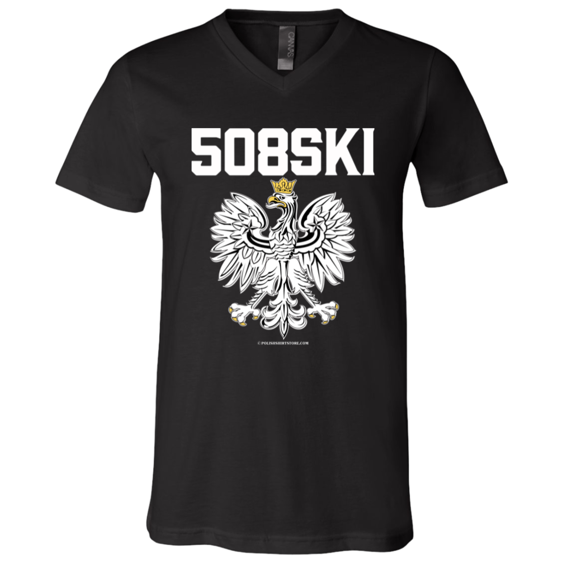 508SKI Apparel CustomCat 3005 Unisex Jersey SS V-Neck T-Shirt Black X-Small