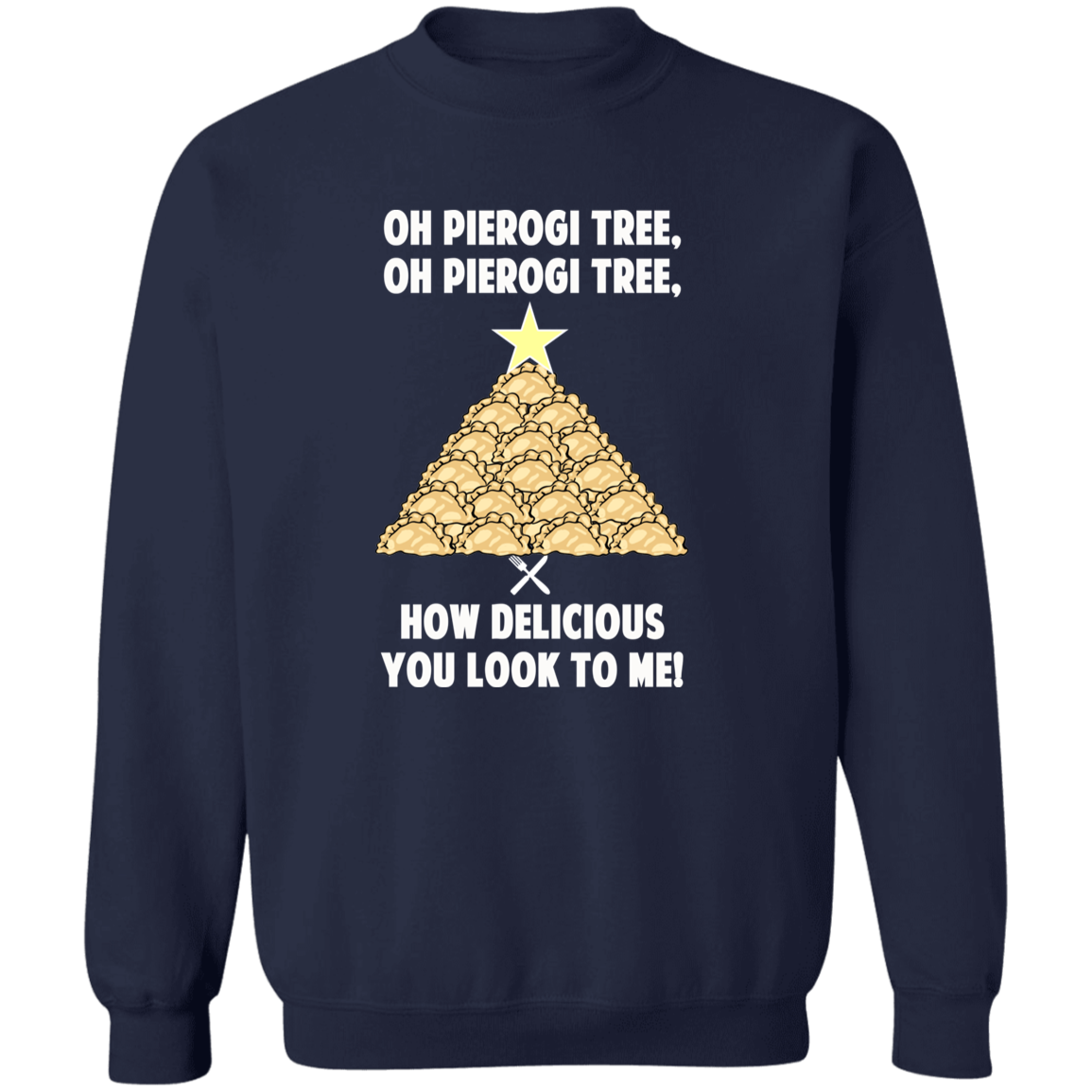 Oh Pierogi Tree Sweatshirt - The Original Sweatshirts CustomCat Navy S 