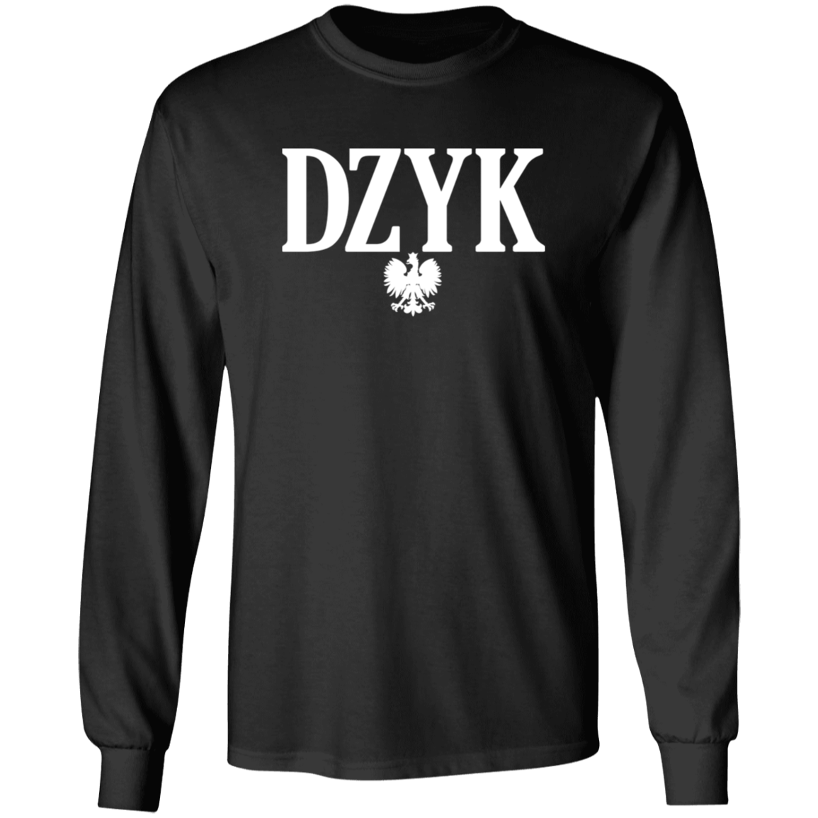 DZYK Polish Surname Ending Apparel CustomCat G540 LS T-Shirt Black S