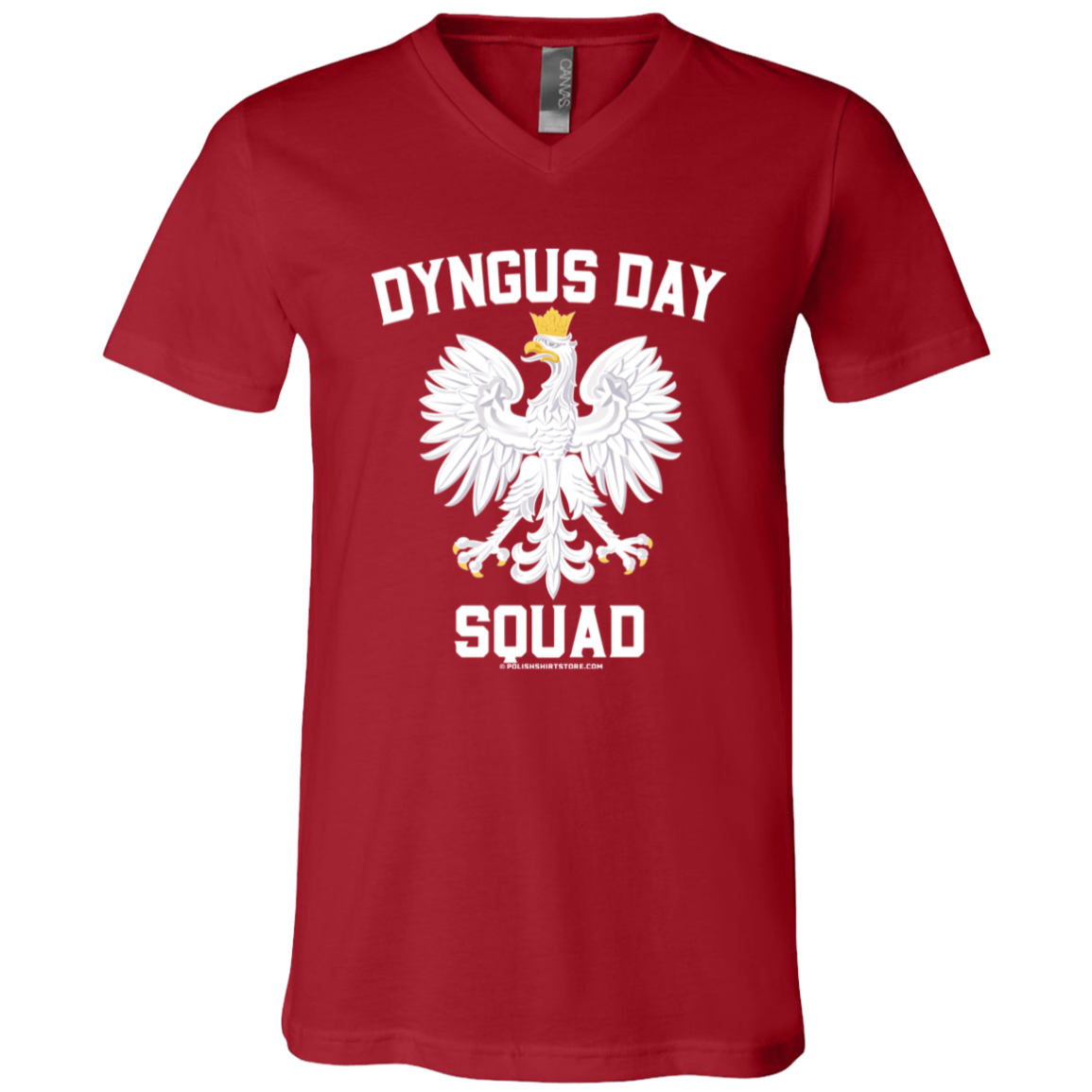 Dyngus Day Squad Apparel CustomCat 3005 Unisex Jersey SS V-Neck T-Shirt Canvas Red X-Small
