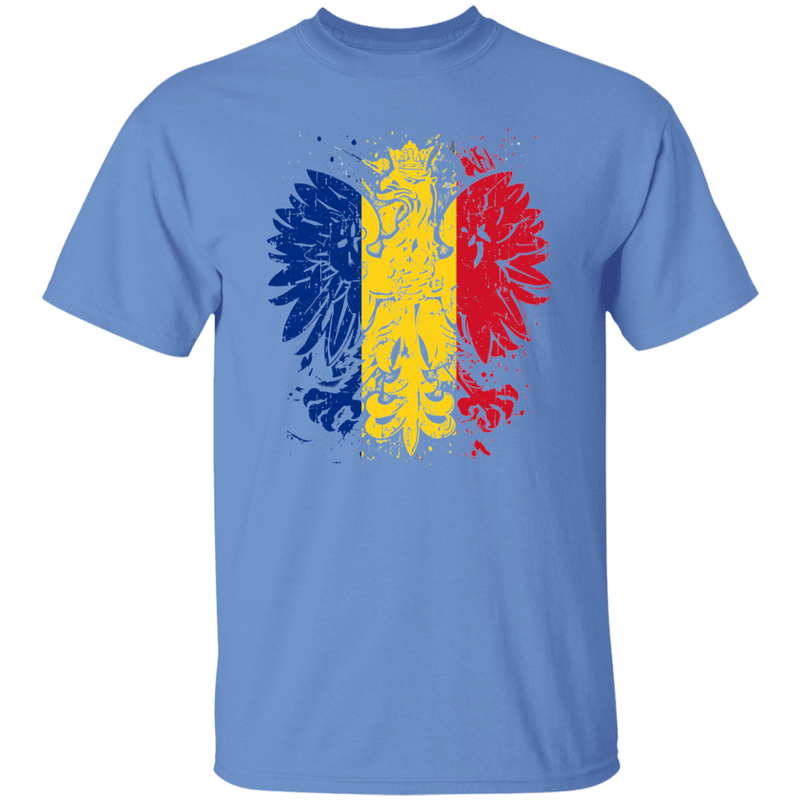 Polish Romanian Heritage T-Shirts CustomCat Carolina Blue S 