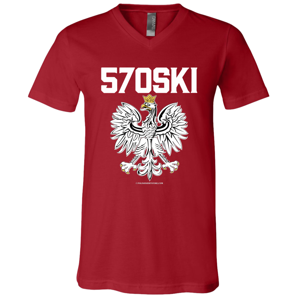 570SKI Apparel CustomCat 3005 Unisex Jersey SS V-Neck T-Shirt Canvas Red X-Small