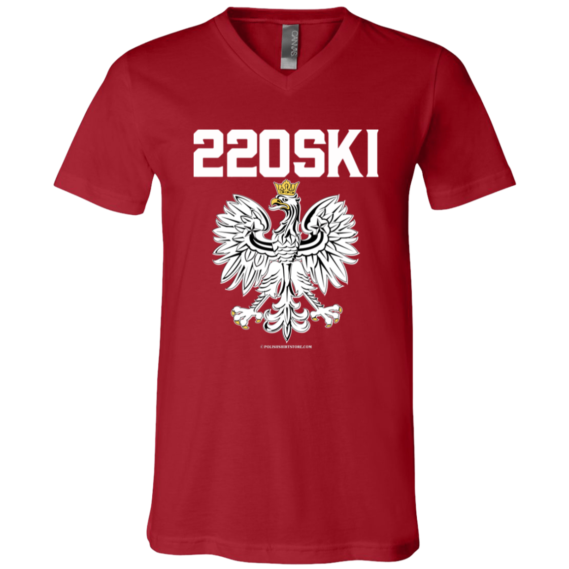 220SKI Apparel CustomCat 3005 Unisex Jersey SS V-Neck T-Shirt Canvas Red X-Small