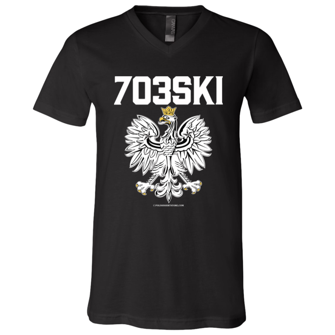 703ski Apparel CustomCat 3005 Unisex Jersey SS V-Neck T-Shirt Black X-Small