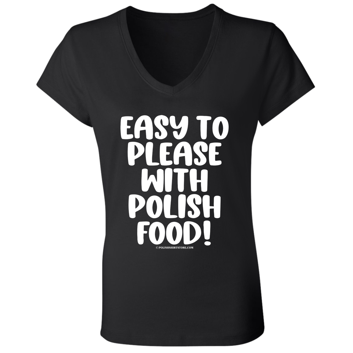 Easy To Please With Polish Food Apparel CustomCat B6005 Ladies' Jersey V-Neck T-Shirt Black S