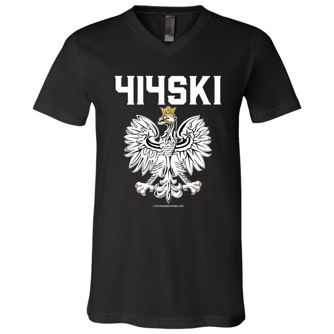 414SKI Apparel CustomCat 3005 Unisex Jersey SS V-Neck T-Shirt Black X-Small