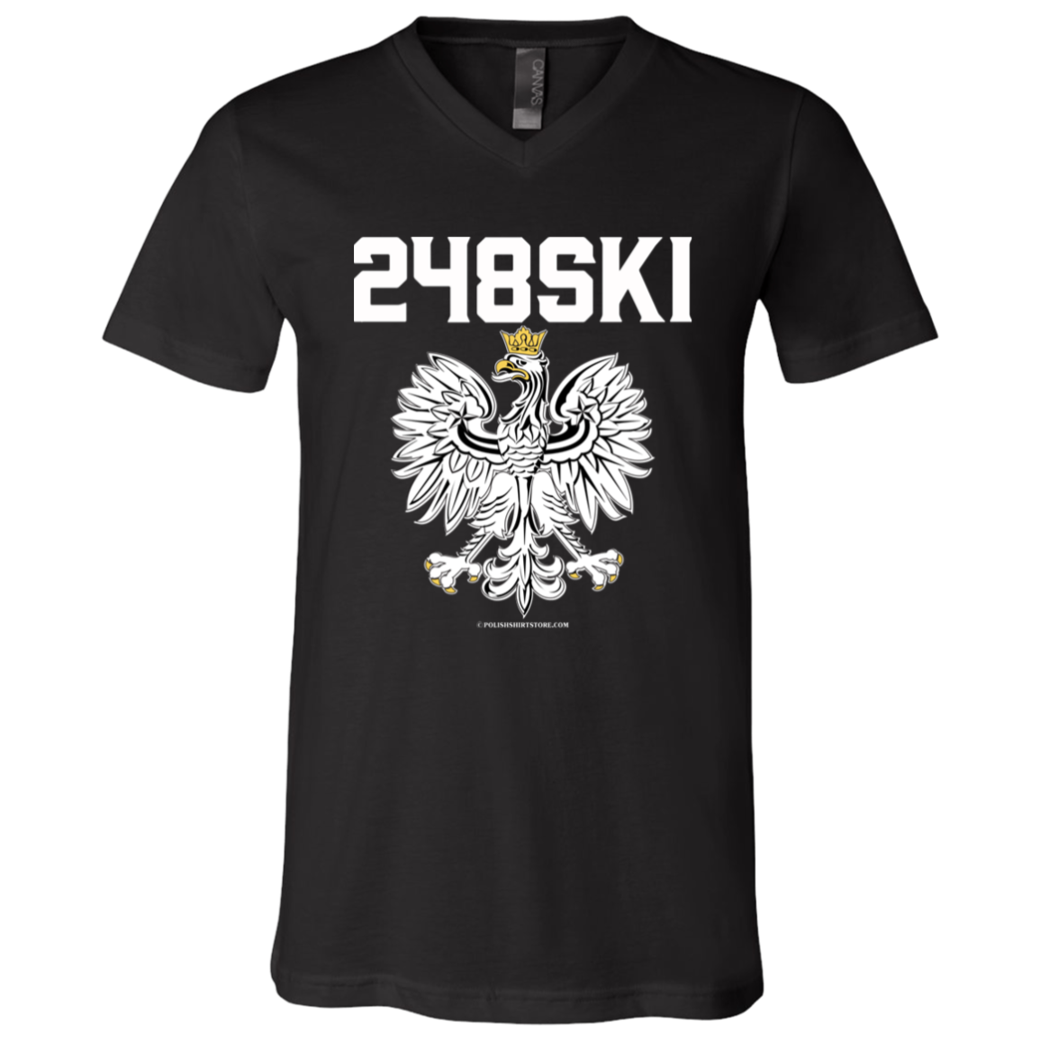 248SKI Apparel CustomCat 3005 Unisex Jersey SS V-Neck T-Shirt Black X-Small