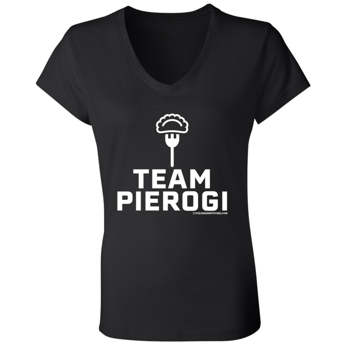 Team Pierogi Apparel CustomCat B6005 Ladies' Jersey V-Neck T-Shirt Black S