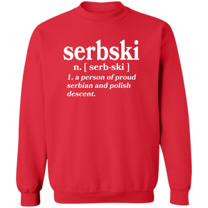 Serbski A Person Of Serbian and Polish Descent - G180 Crewneck Pullover Sweatshirt / Red / S - Polish Shirt Store