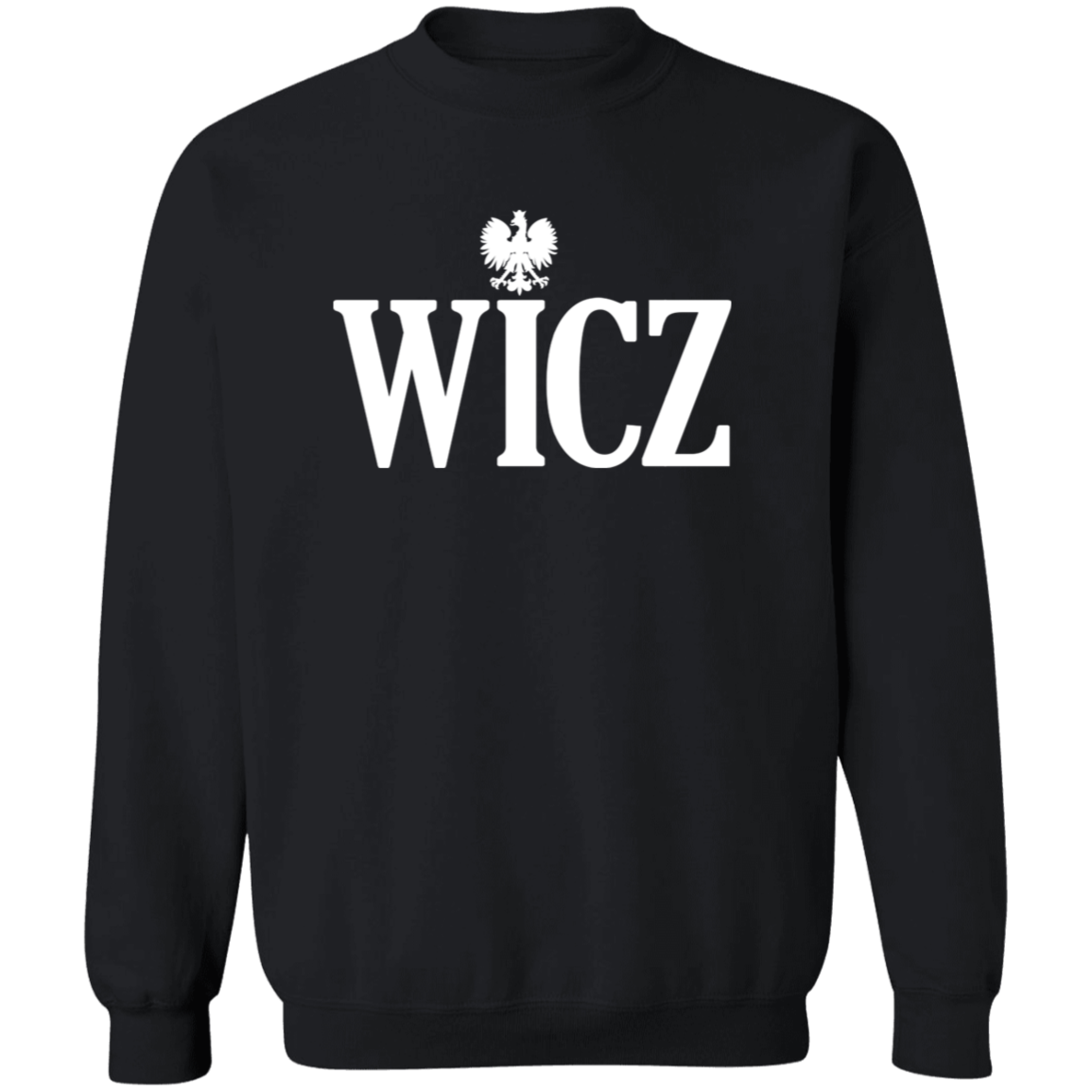 WICZ Polish Surname Ending Apparel CustomCat G180 Crewneck Pullover Sweatshirt Black S