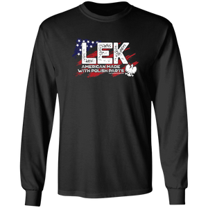 LEK Surname With Polish Parts - G240 Gildan LS Ultra Cotton T-Shirt / Black / S - Polish Shirt Store