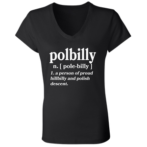 PolBIlly A Person Of Hillbilly And Polish Descent - B6005 Ladies' Jersey V-Neck T-Shirt / Black / S - Polish Shirt Store