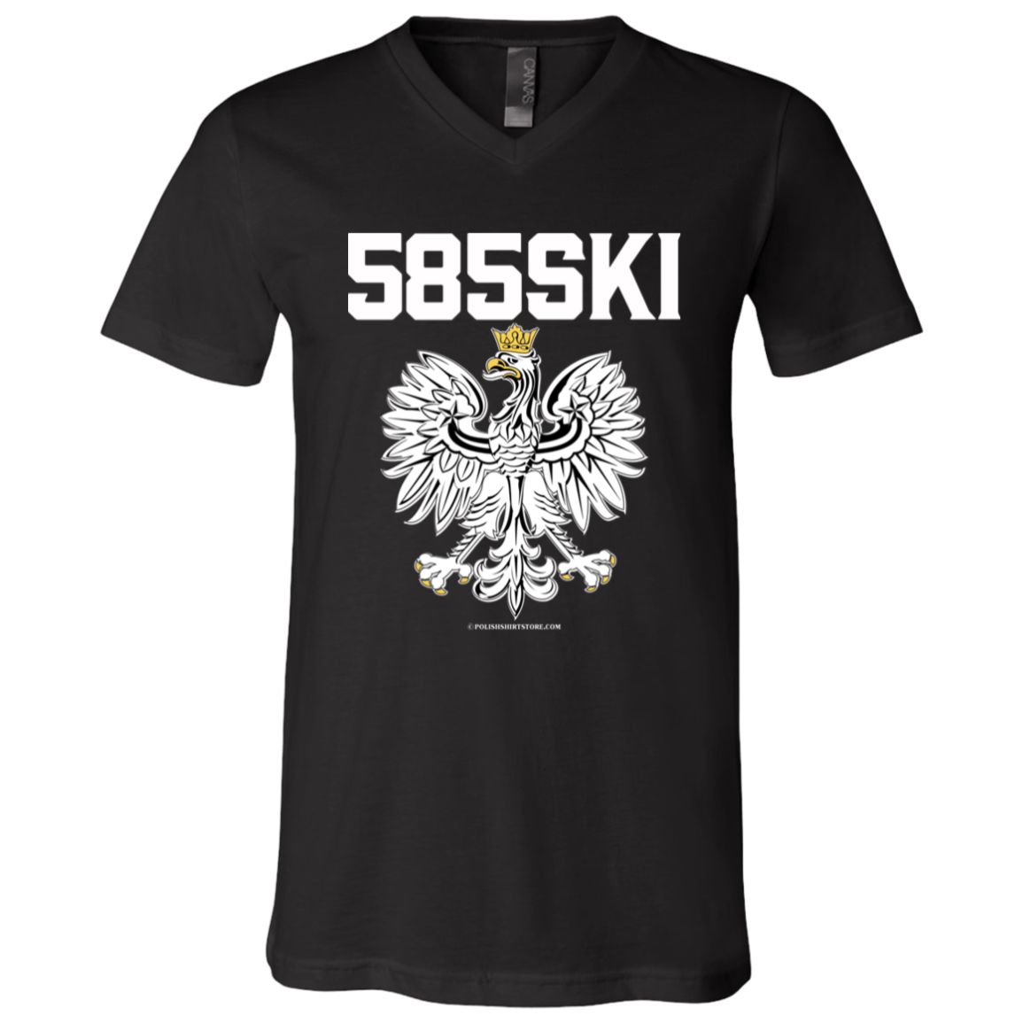 585ski Apparel CustomCat 3005 Unisex Jersey SS V-Neck T-Shirt Black X-Small