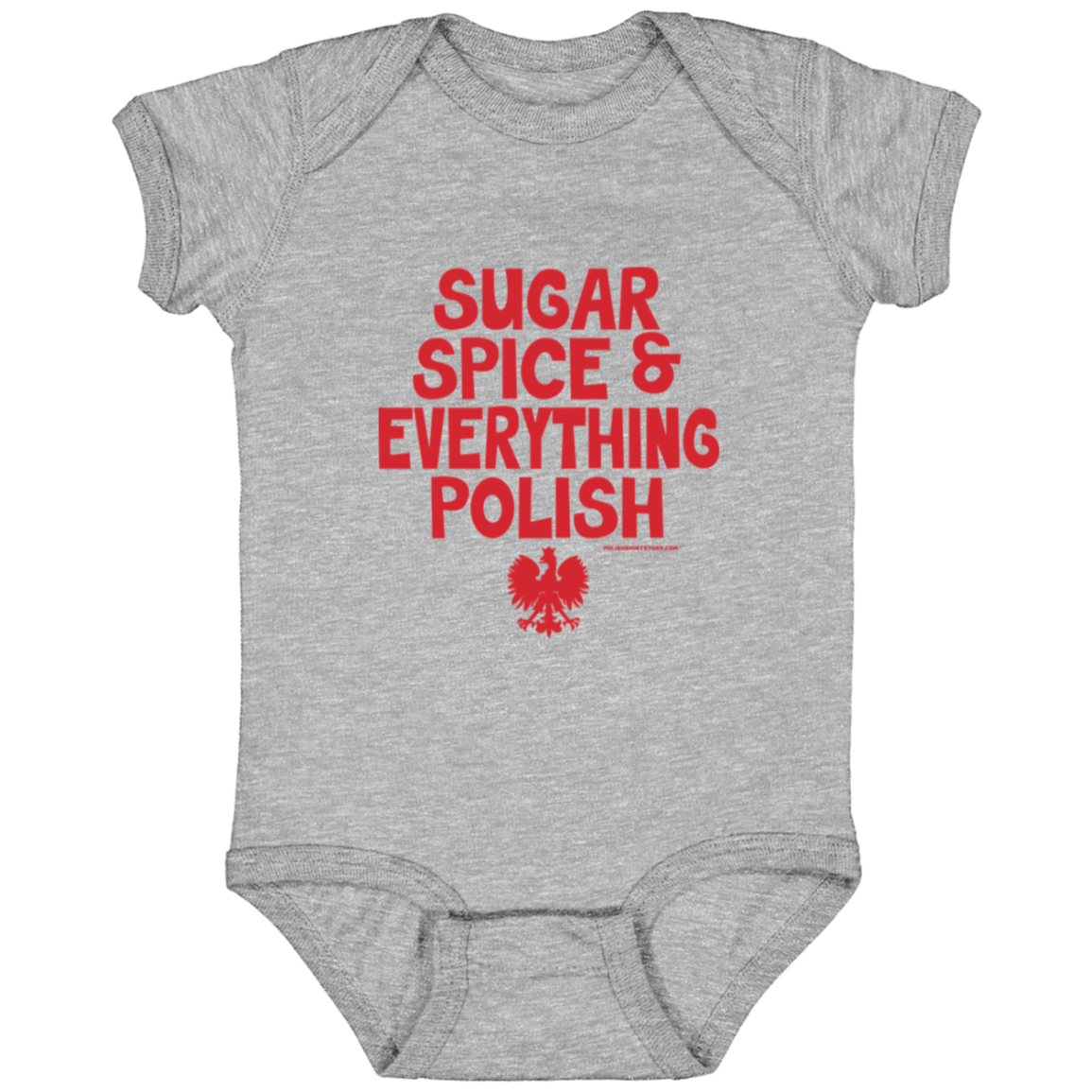 Sugar Spice &amp; Everything Polish Infant Bodysuit Baby CustomCat Heather Grey Newborn 