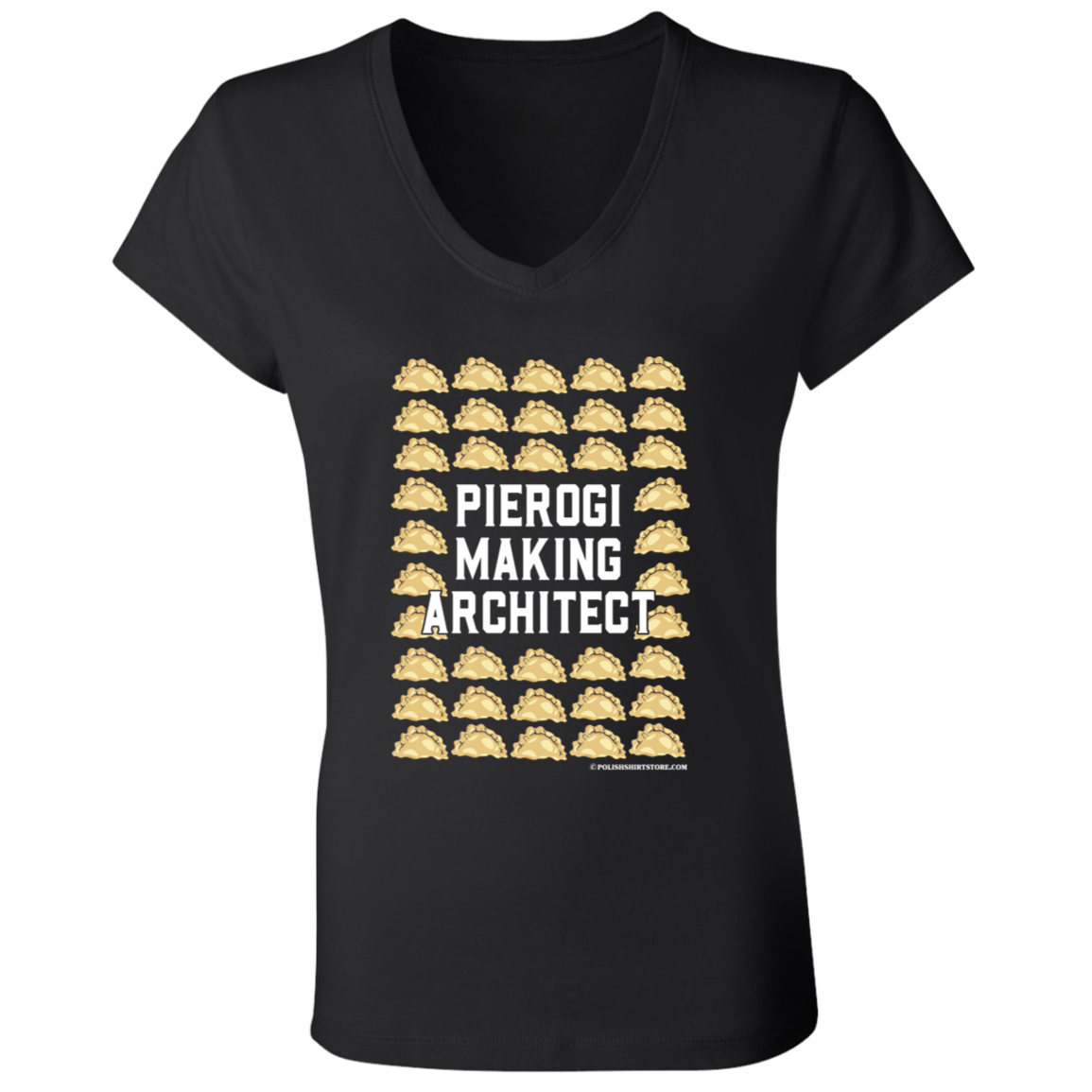 Pierogi Making Architect T-Shirt Apparel CustomCat B6005 Ladies' Jersey V-Neck T-Shirt Black S