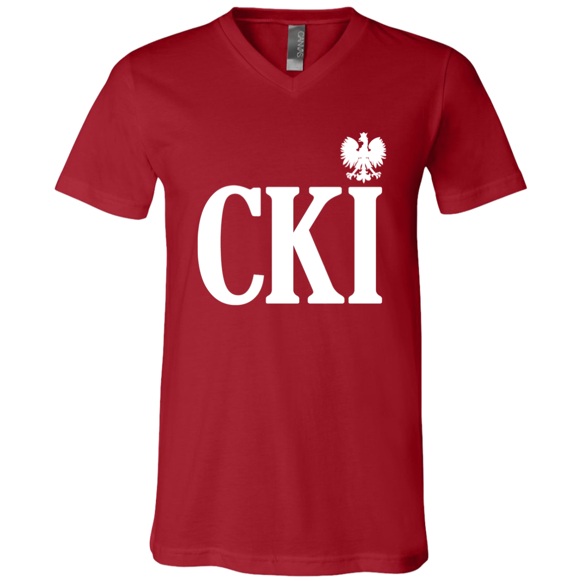 CKI Polish Surname Ending Apparel CustomCat 3005 Unisex Jersey SS V-Neck T-Shirt Canvas Red X-Small