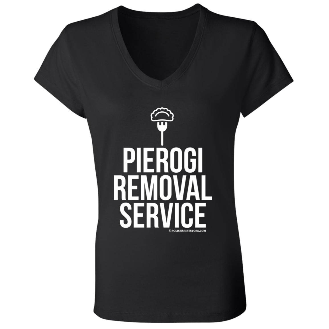 Pierogi Removal Service Apparel CustomCat B6005 Ladies' Jersey V-Neck T-Shirt Black S