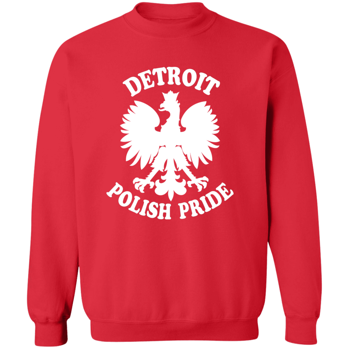 Detroit Polish Pride Apparel CustomCat G180 Crewneck Pullover Sweatshirt Red S
