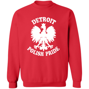 Detroit Polish Pride - G180 Crewneck Pullover Sweatshirt / Red / S - Polish Shirt Store
